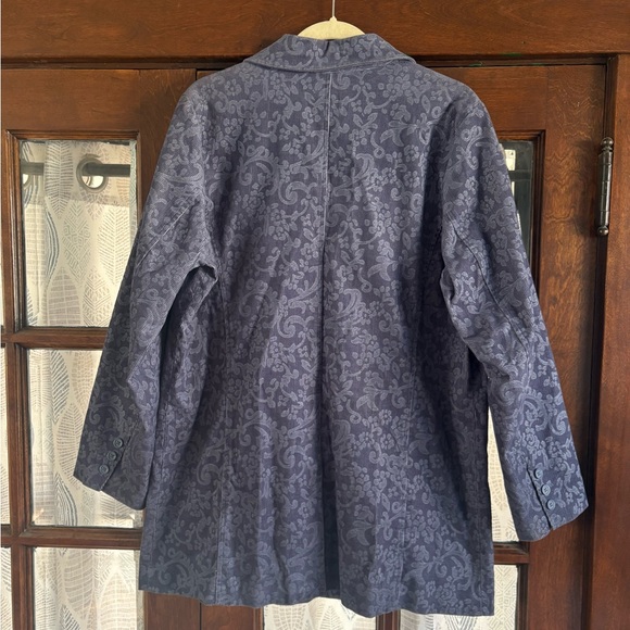 Corduroy Floral Paisley Cotton Steel Blur Blue Jacket Coat Blazer - Picture 2 of 7